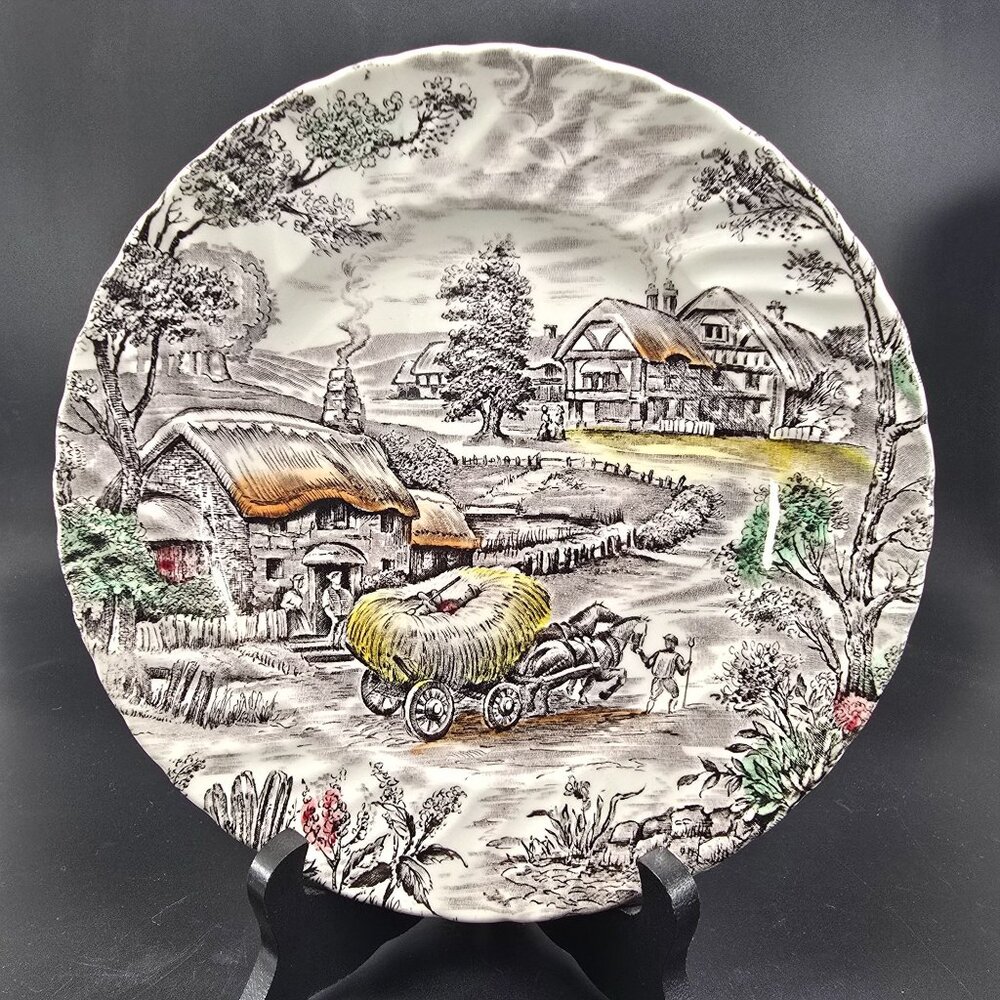 Vintage Yorkshire Ironstone Plate Staffordshire English Countryside Scene JJ3842